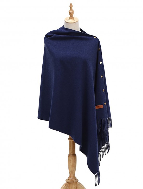 Cashmere Feeling Shawl w/ Openable Button Details